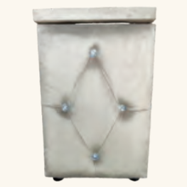 Sue Pedestal light grey velvet with diamond buttons
