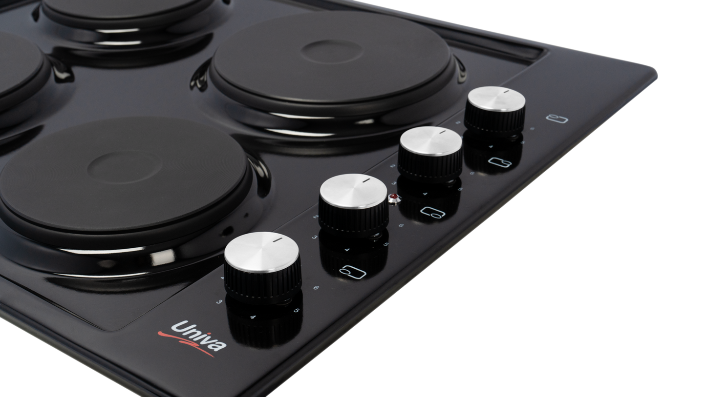 Univa 4 Plate Solid Hob Black U156B