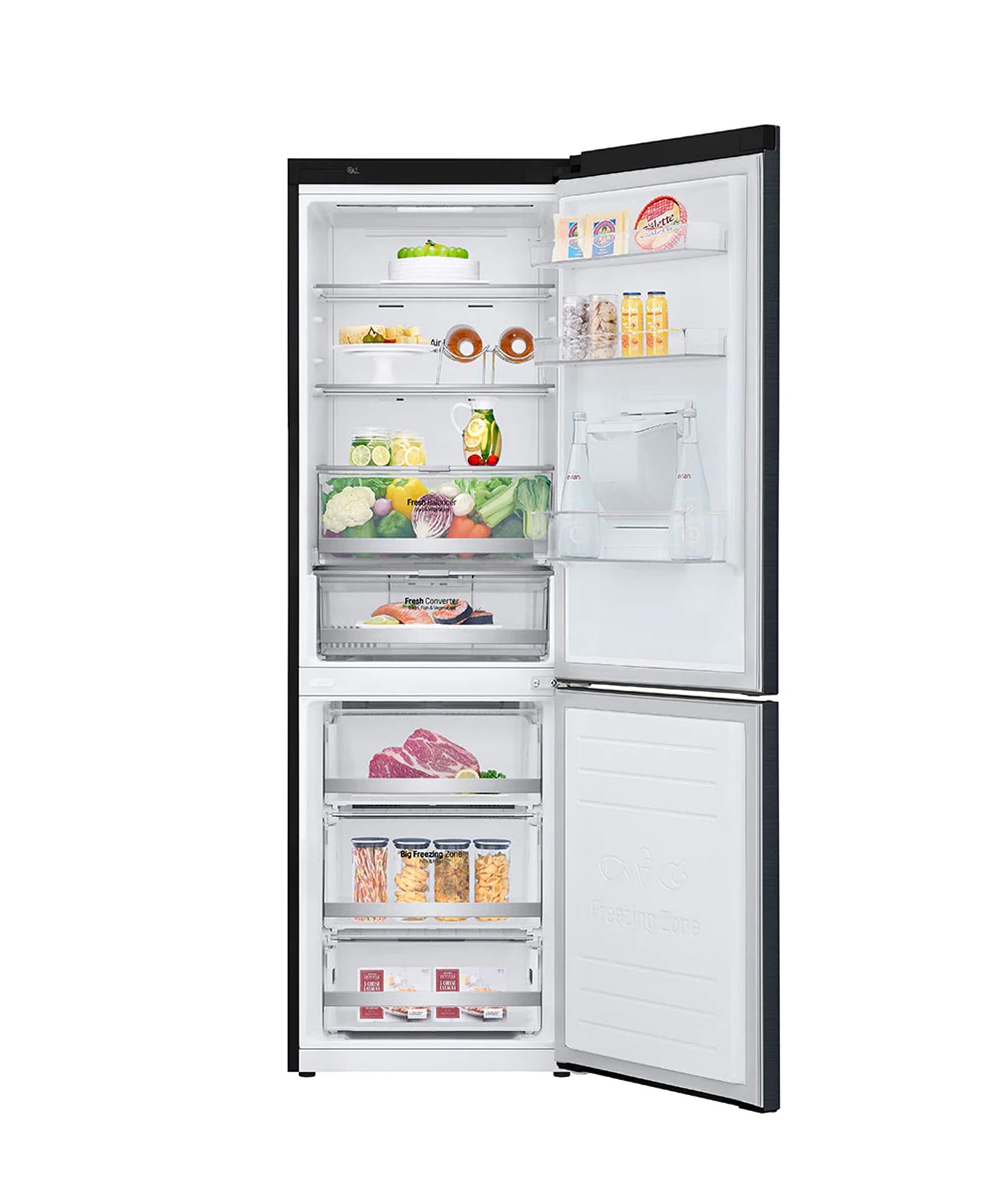 LG 373L Black Combi Fridge/Freezer with Inverter Linear Compressor – GC-F459NQDM