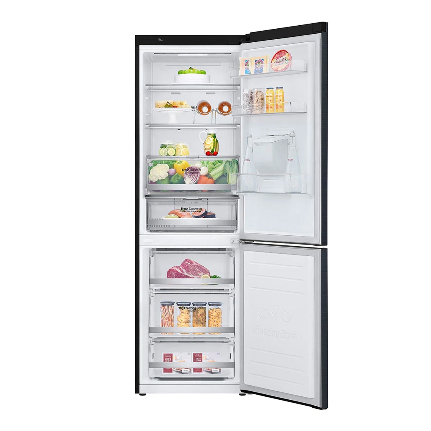 LG 373L Black Combi Fridge/Freezer with Inverter Linear Compressor – GC-F459NQDM