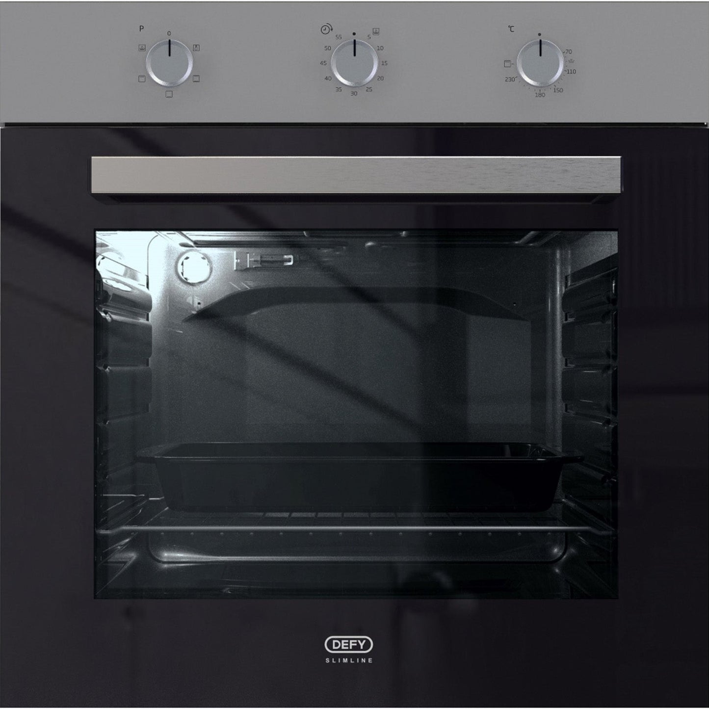 Defy Slimline Oven 600 Metallic Eye Level - Black