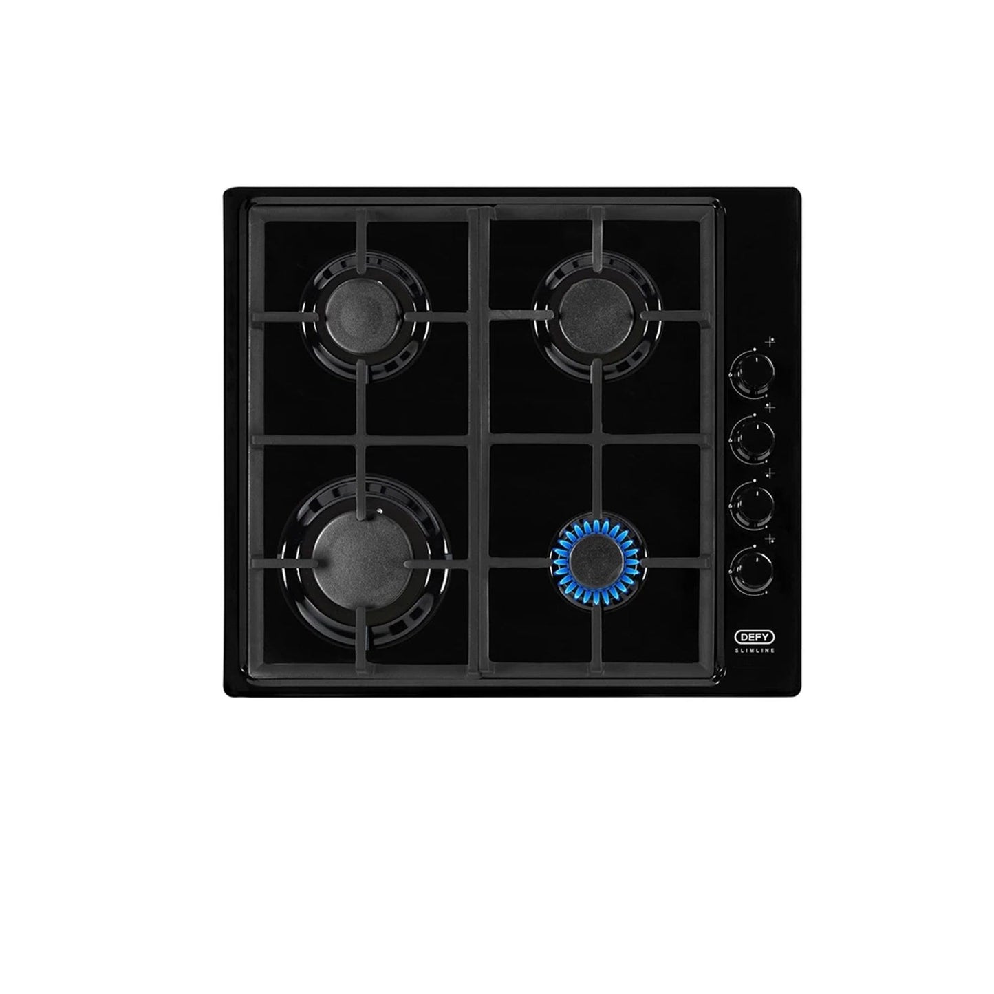 Defy 4 Burner Slimline Gas Hob Side Control - Black