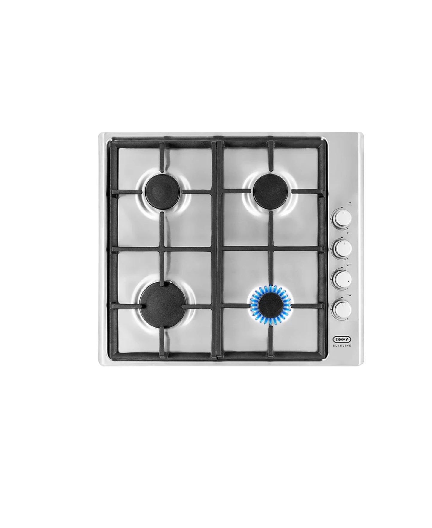Defy 4 Burner Slimline Gas Hob Side Control Stainless Steel