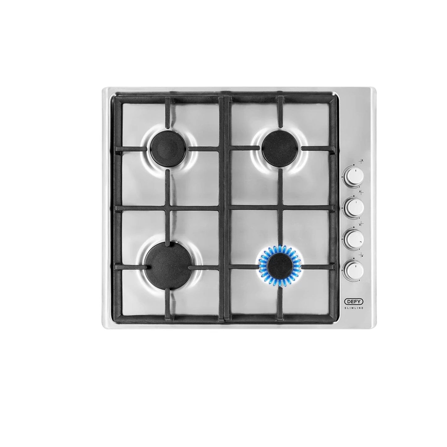 Defy 4 Burner Slimline Gas Hob Side Control Stainless Steel