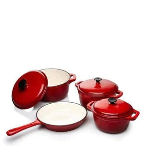 CTH 7 Piece Cast Iron Pot Set - Red