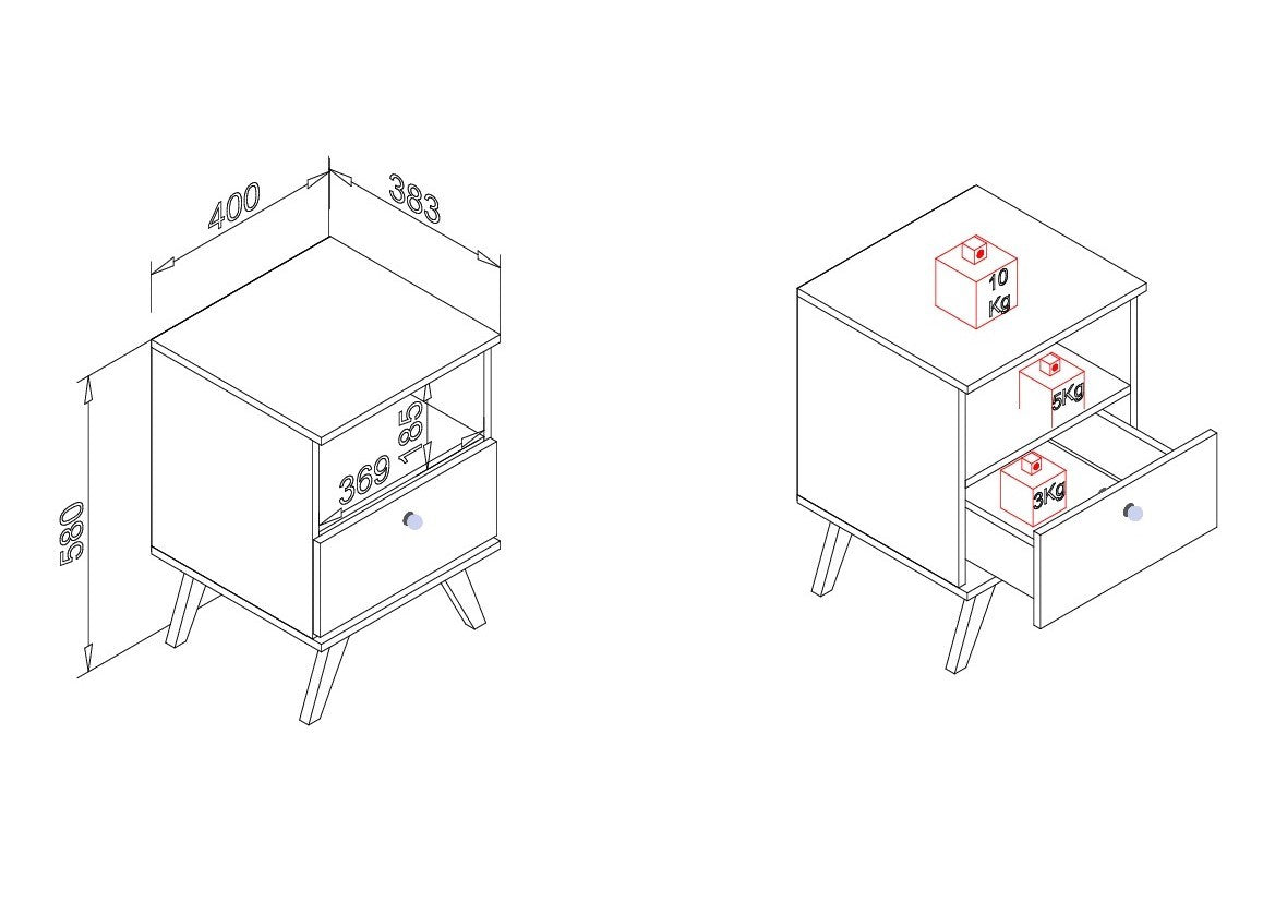 Urban Decor Exotic Designs Night Stand - Brown