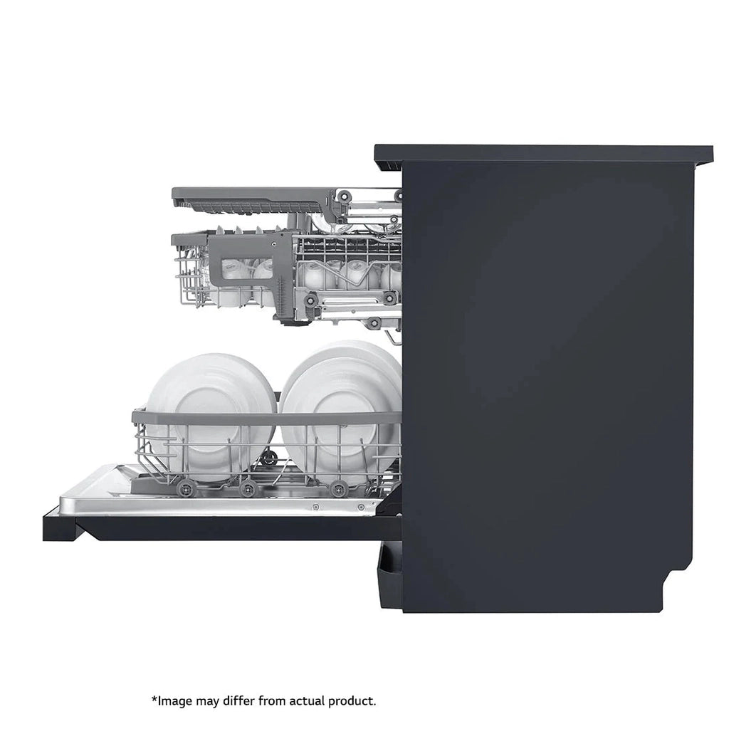 LG 14 Plate Matte Black QuadWash Steam Dishwasher - Black