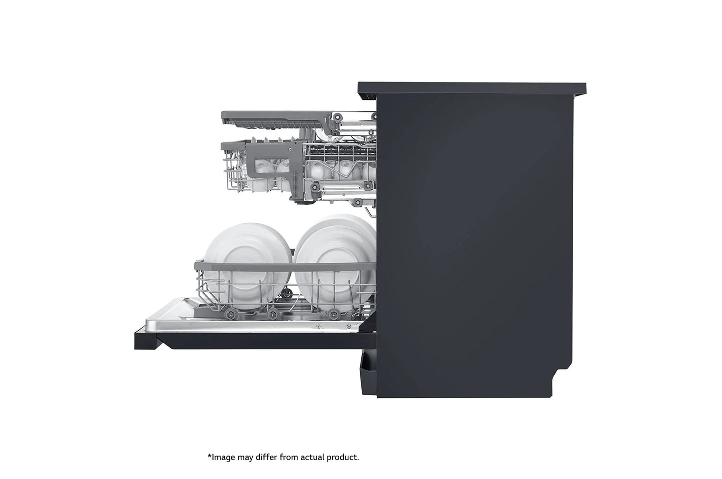 LG 14 Plate Matte Black QuadWash Steam Dishwasher - Black