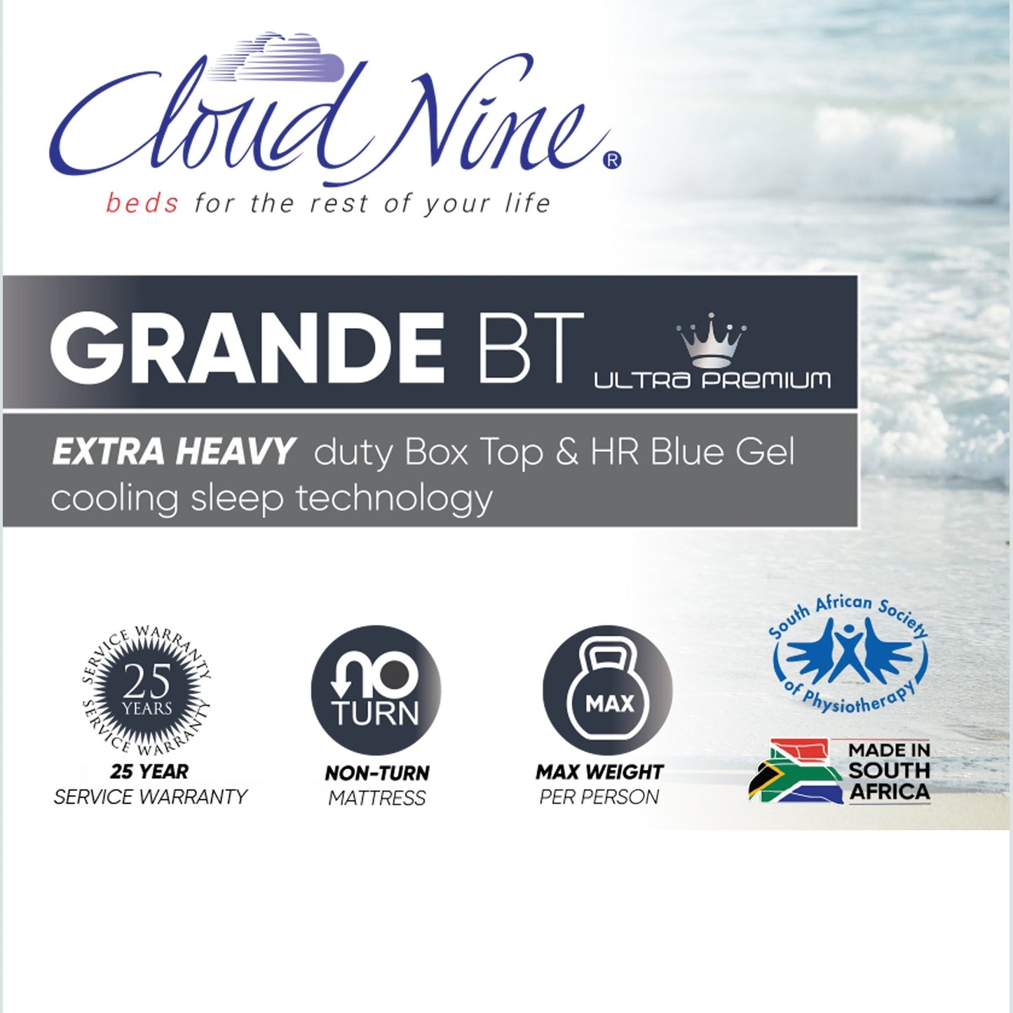 Cloud Nine Grande BT Queen Mattress & MJ Base