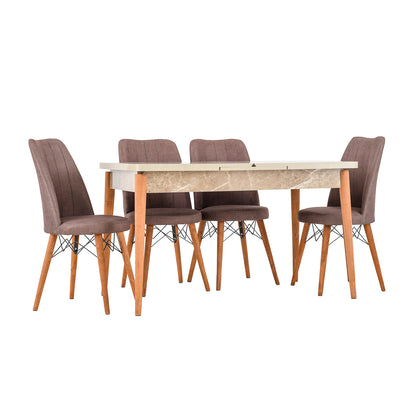 Extendable Dining Set Glass 1+6