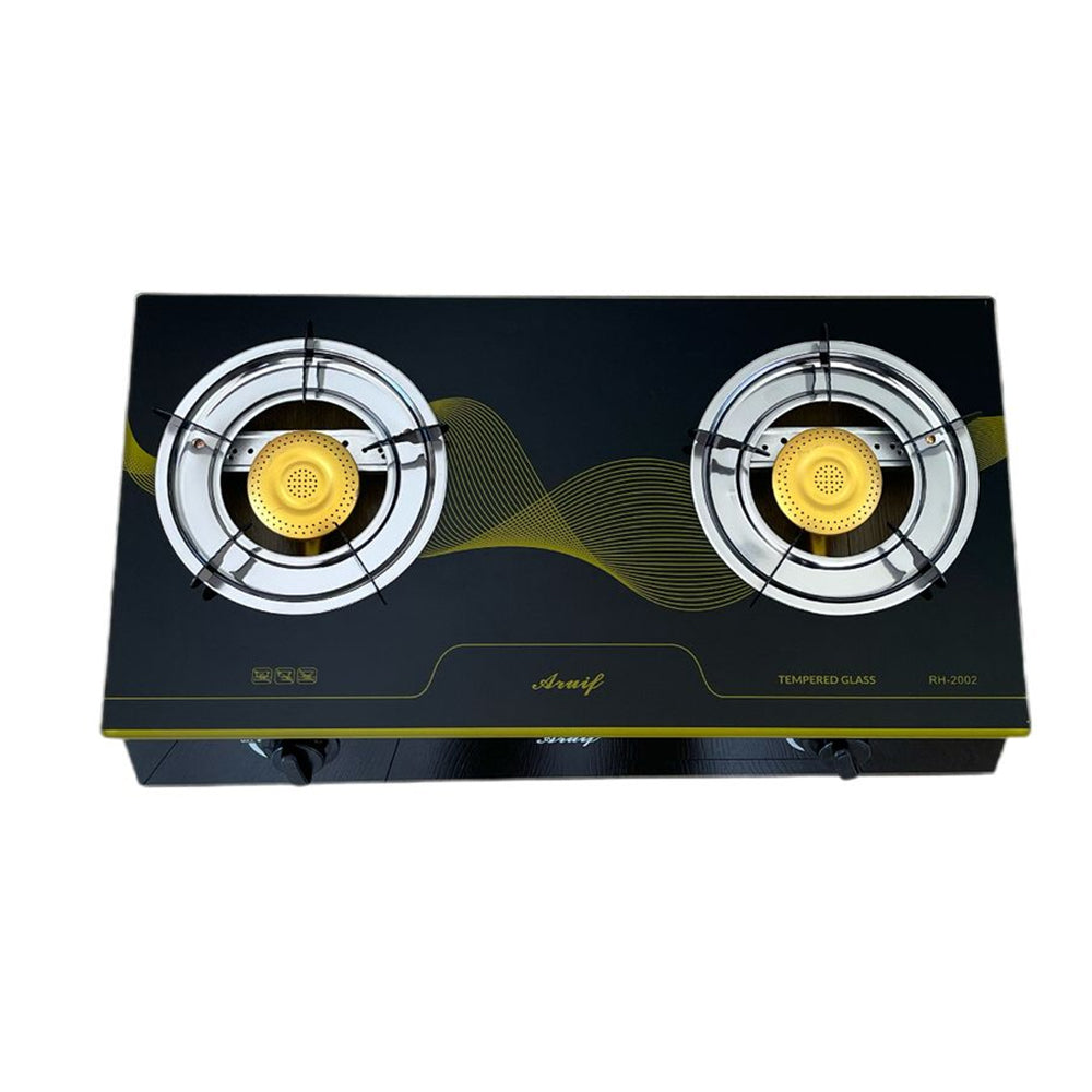 Aruif- Two Burner Auto Ignition Tempered Glass Gas Stove - RH-2002