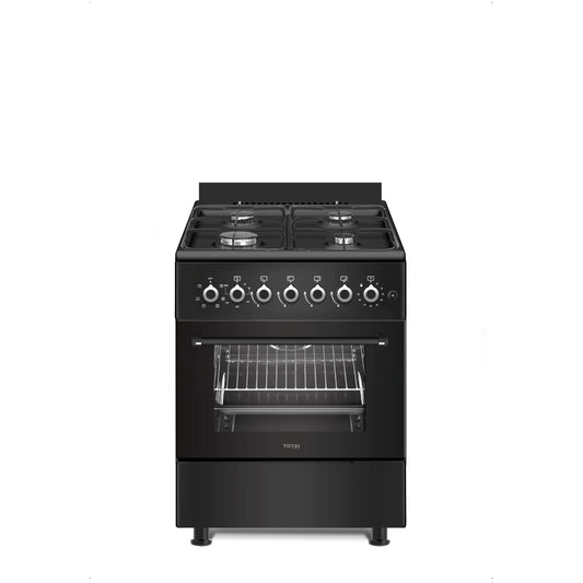 TOTAI STYLE 60CM 4 BURNER GAS STOVE WITH ELECTRIC OVEN BLACK - 03/T700EB