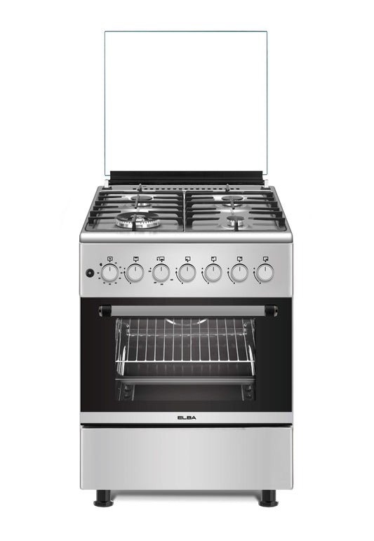 Elba Essential 60cm 4 Burner Gas Stove With Gas Oven - Stainless Steel