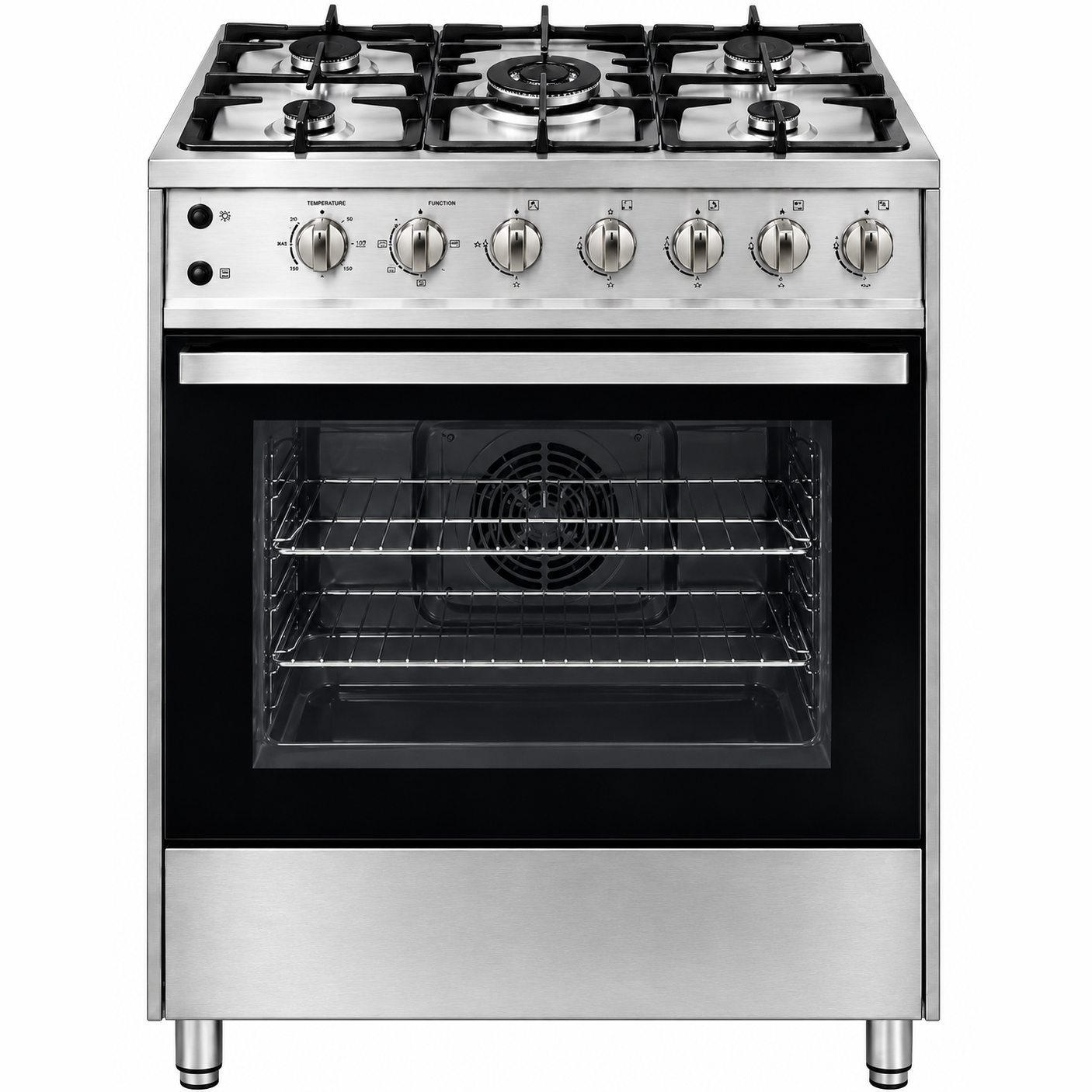 Elba 80cm 5 Burner Gas Cooker With Electric Oven - Stainless Steel