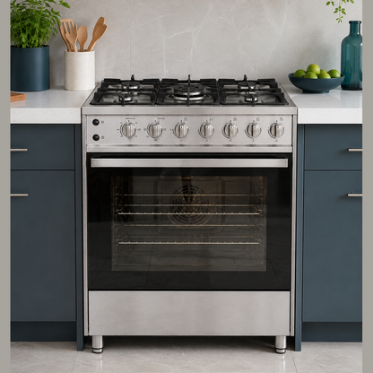 Elba 80cm 5 Burner Gas Cooker With Electric Oven - Stainless Steel
