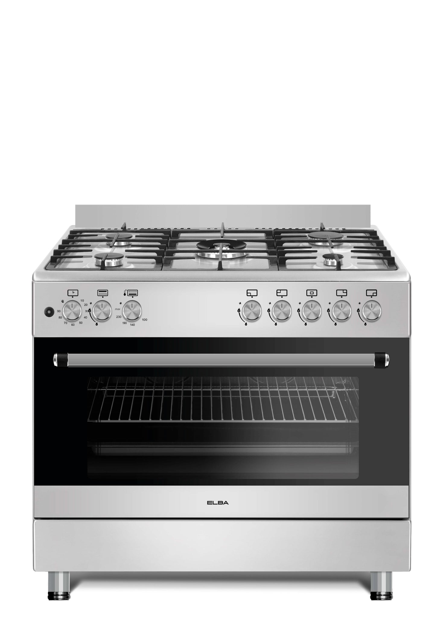 Elba Essential 90cm 5 Burner Gas Stove & Gas Oven - Stainless Steel
