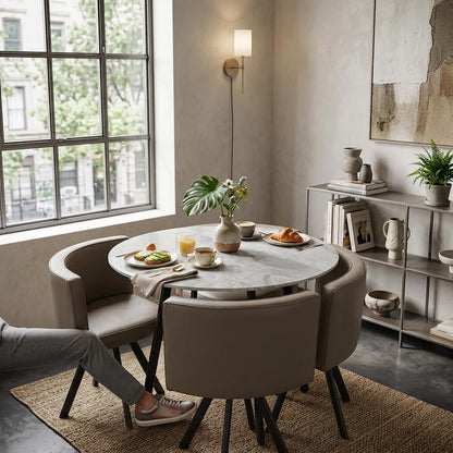 Round 5 Piece Dining Table Set Table and Chairs