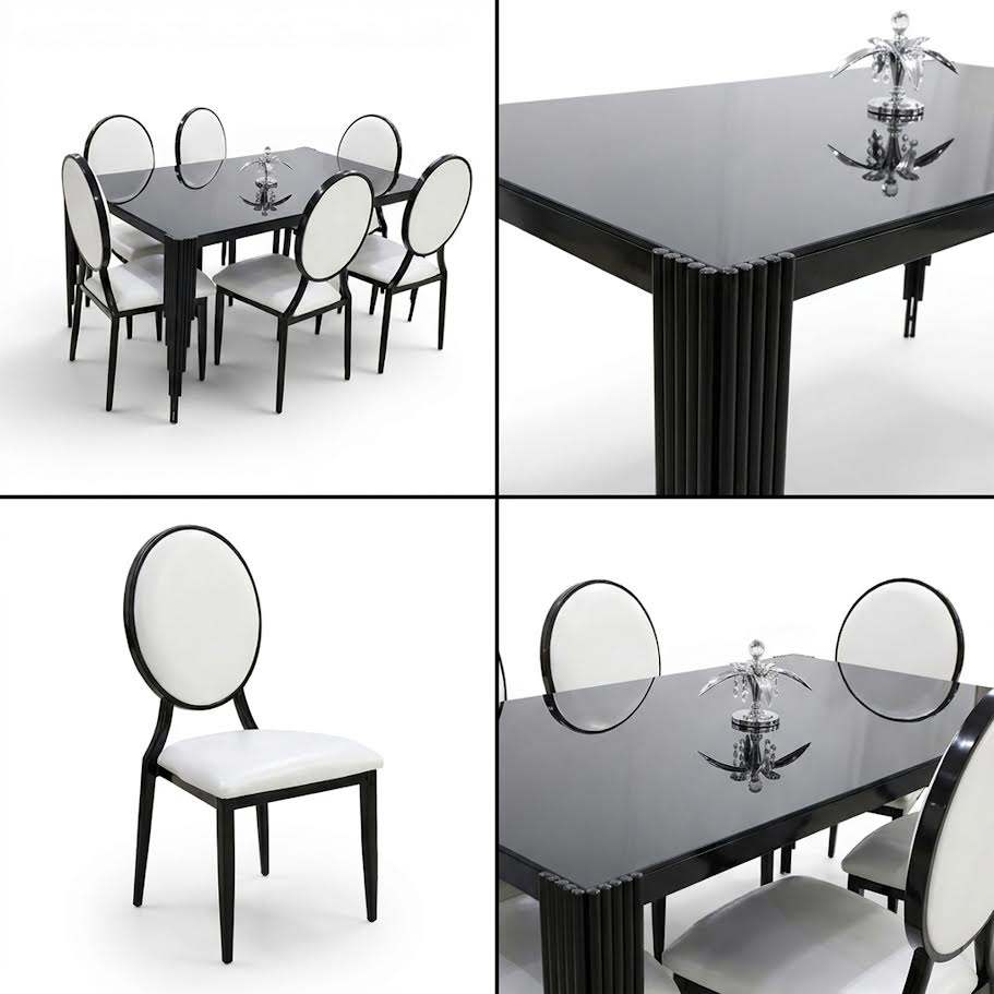 BF 7 Piece Dining Room Suite Black T-14-4