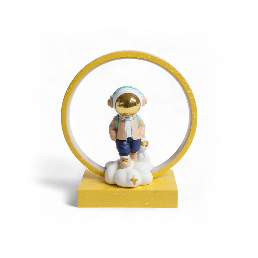 Astronaut Figurine Desk Lamp With Base - Yellow