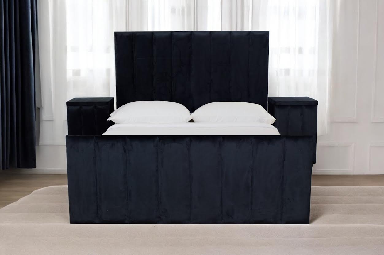 Classic B Sleigh Bed with Pedestals Black