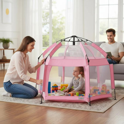 Foldable Baby Playpen - Pink