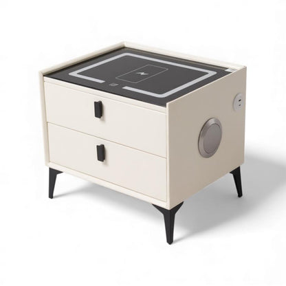 Glass Top LED Side Pedestal With Speaker & Wireless Charger CA0302