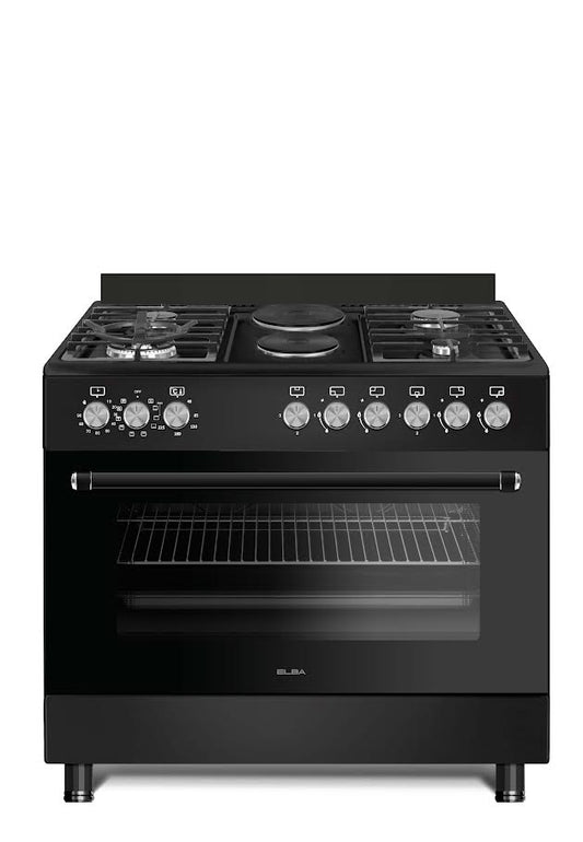 Elba Essential 90cm 4 Burner 2 electric Gas/Electric Stove Black-96CL727B