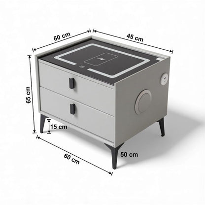 Glass Top LED Side Pedestal With Speaker & Wireless Charger CA0302