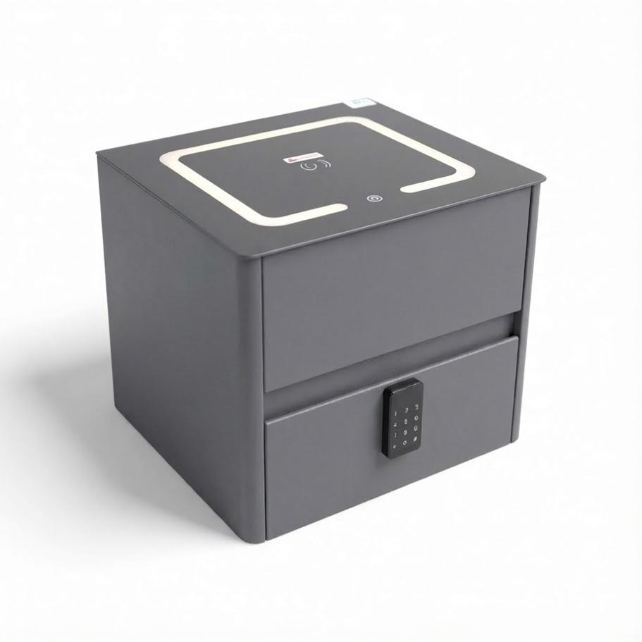 Glass Top Nightstand with Built in Safe 996