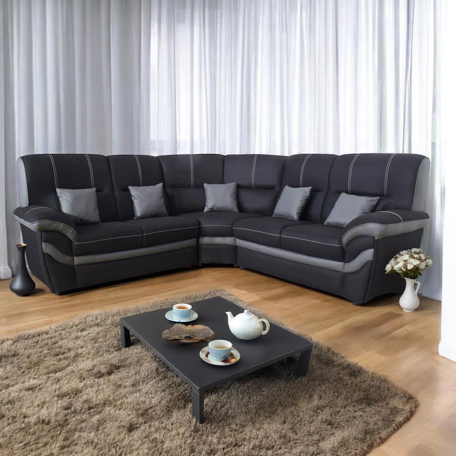 Milano 3 Piece Corner Lounge Suite Black