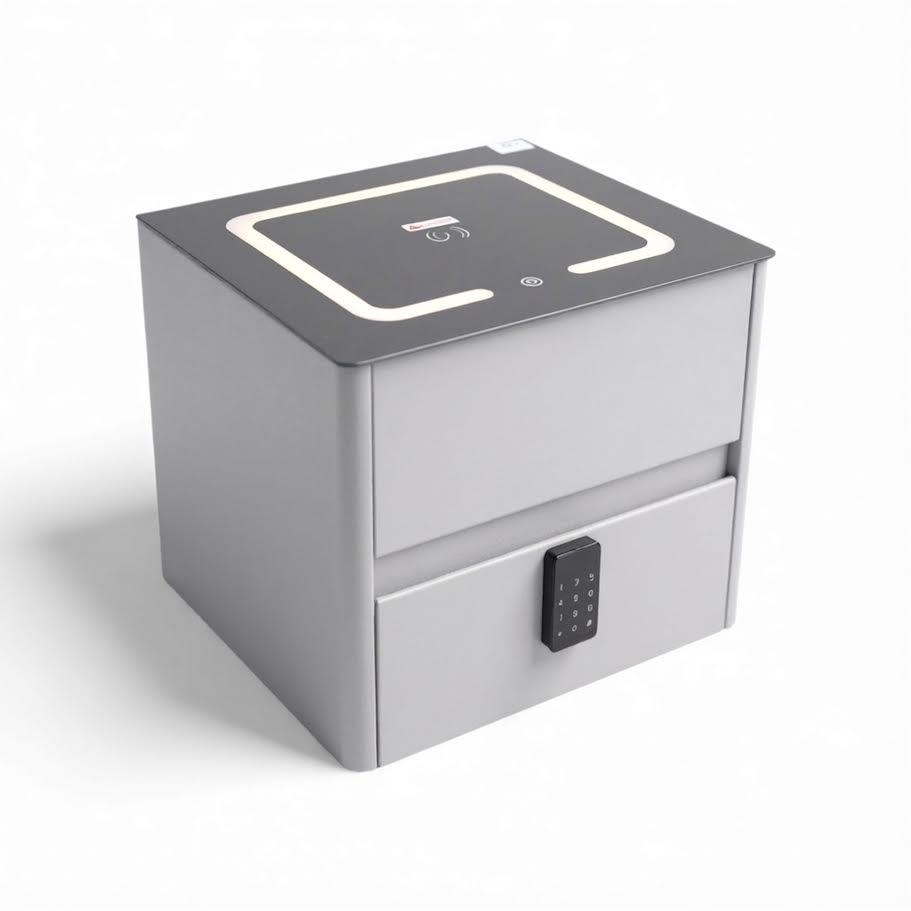 Glass Top Nightstand with Built in Safe 996