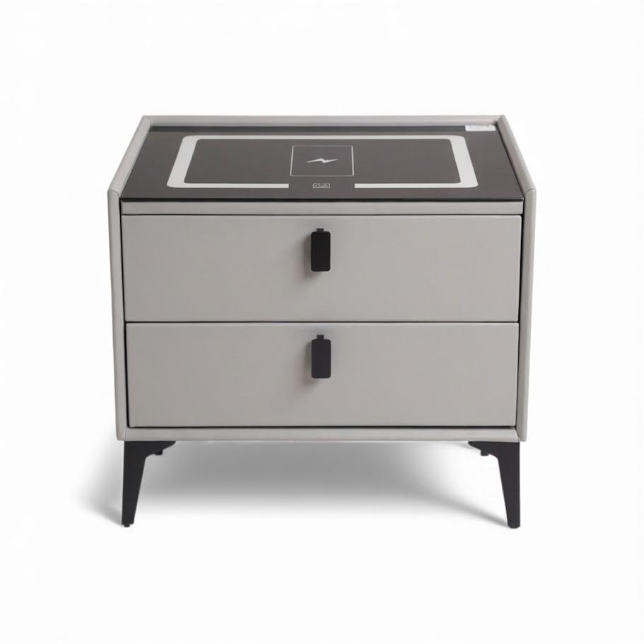 Glass Top LED Side Pedestal With Speaker & Wireless Charger CA0302