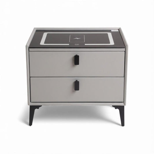 Glass Top LED Side Pedestal With Speaker & Wireless Charger CA0302