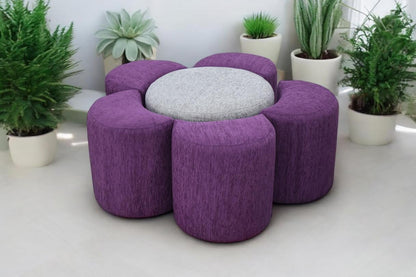 Flower Ottoman 6 Piece Purple