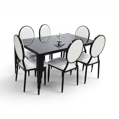 BF 7 Piece Dining Room Suite Black T-14-4
