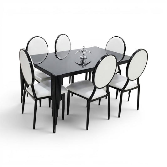BF 7 Piece Dining Room Suite Black T-14-4