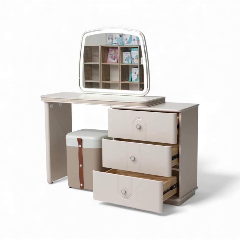 Dresser Table Cream LED Mirror With Stool  8522