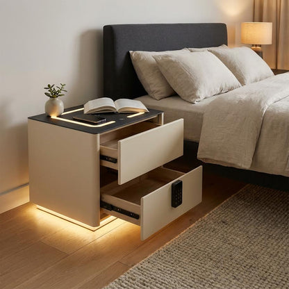 Glass Top Nightstand with Built in Safe 996