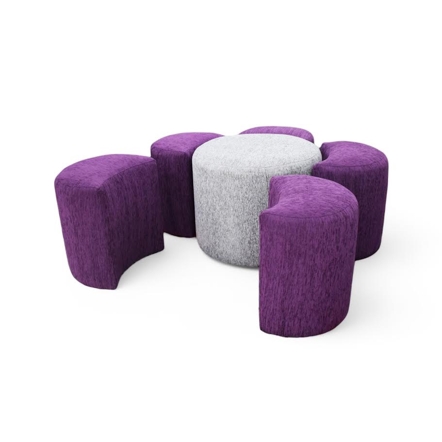 Flower Ottoman 6 Piece Purple