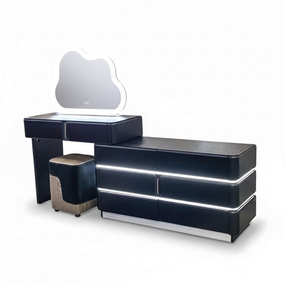 Dresser With Cloud Mirror Black  CA0718