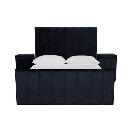 Classic B Sleigh Bed with Pedestals Black