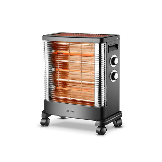 Goldair 4 Bar 2400 Watt Quartz Heater with Wheels Silver