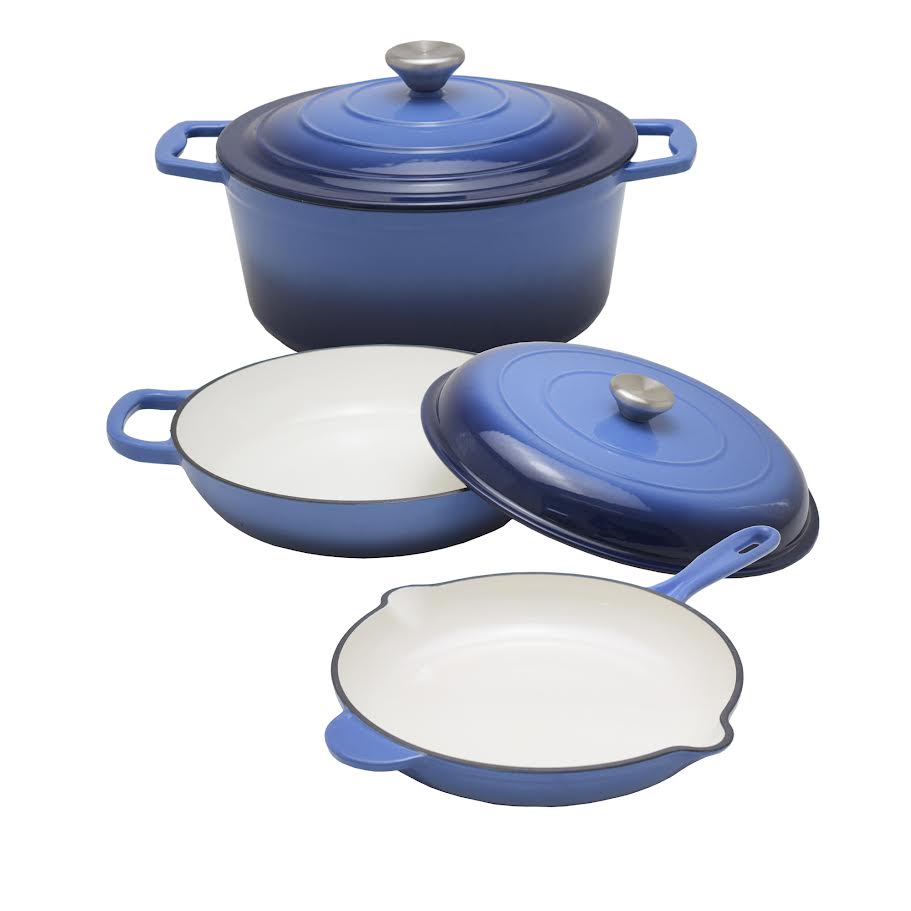 Aqua Leon Enamel Cast Iron 5 Piece - Blue