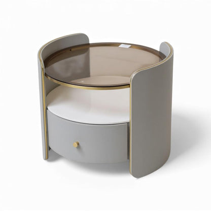 Round Glass Top Nightstand