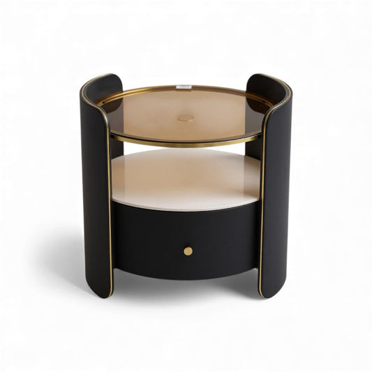 Round Glass Top Nightstand