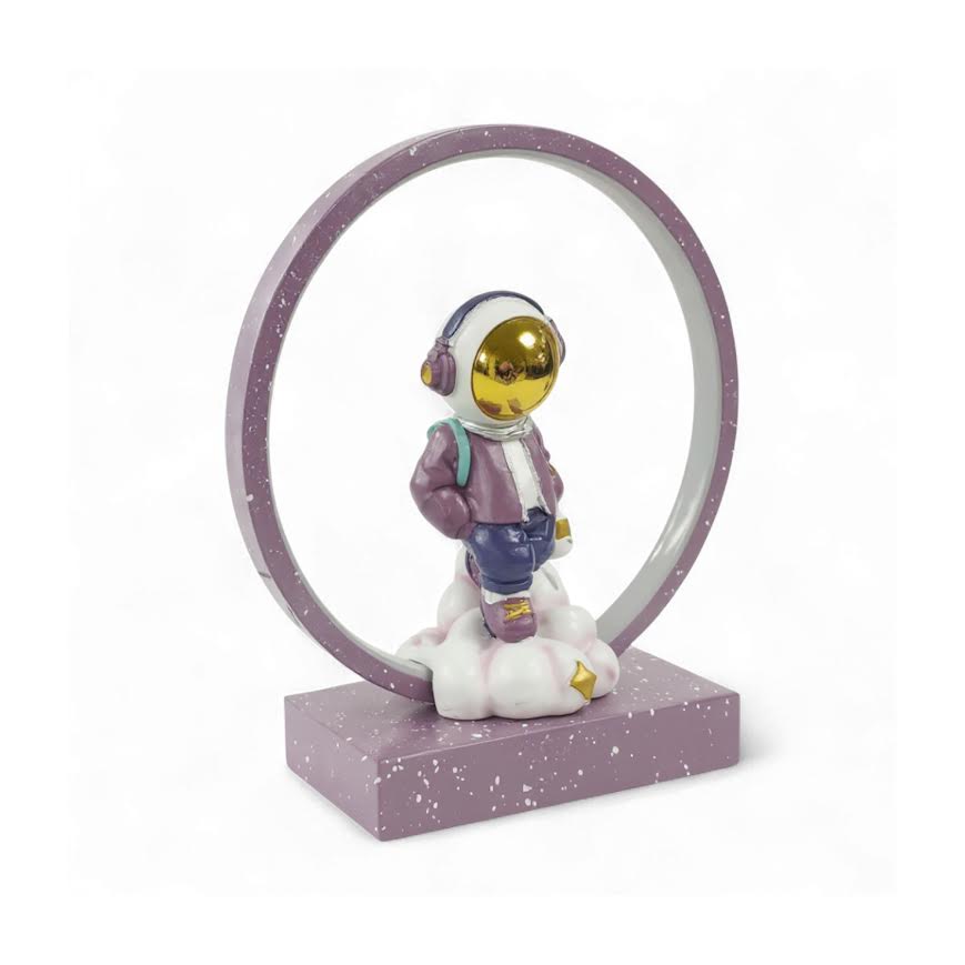 Astronaut Figurine Desk Lamp With Base - Purple
