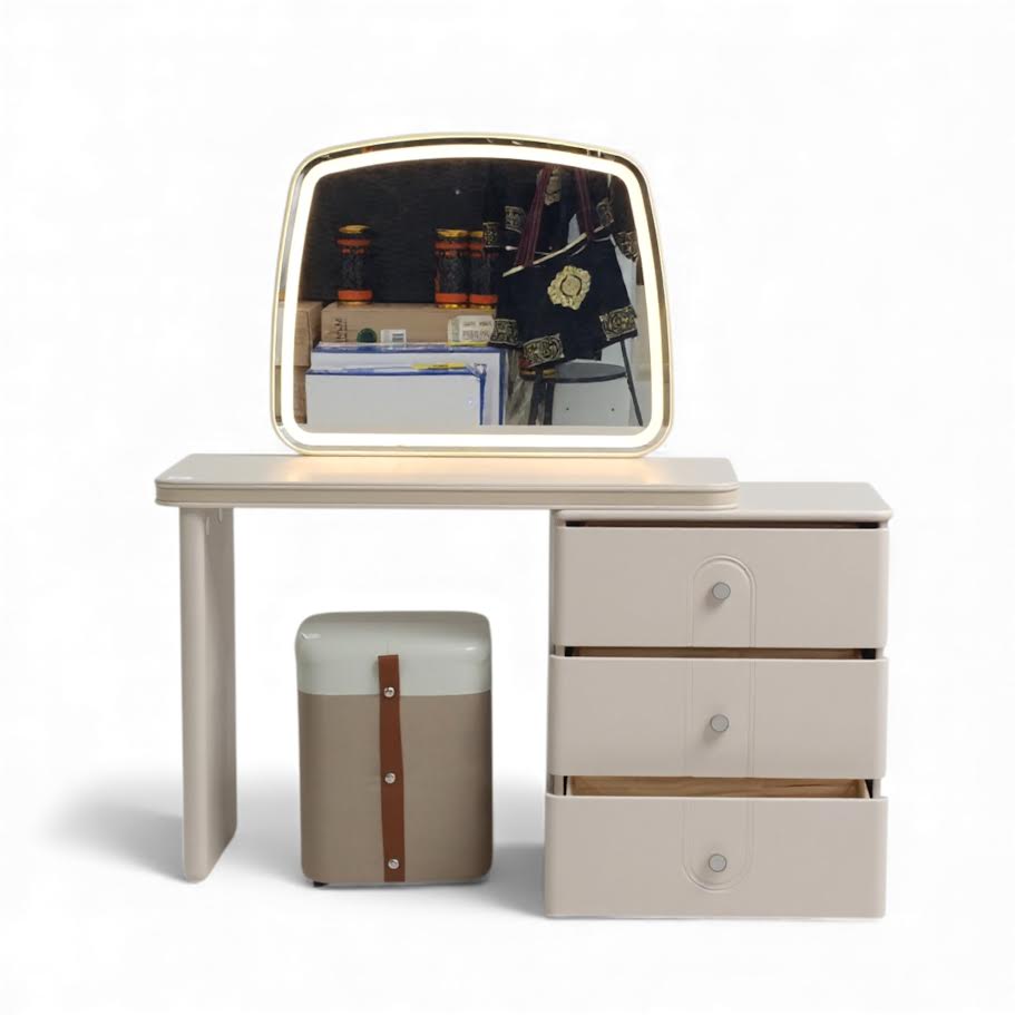 Dresser Table Cream LED Mirror With Stool  8522