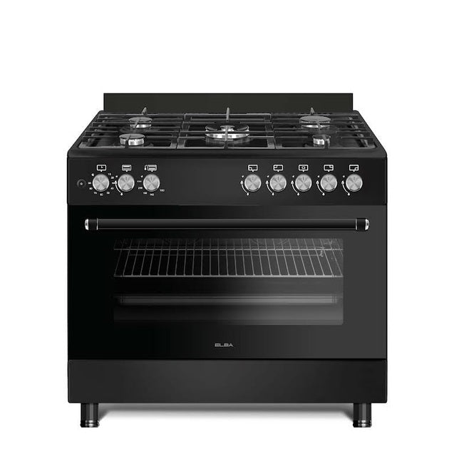 Elba Essential 90cm 5 Burner Gas Stove & Gas Oven - Black