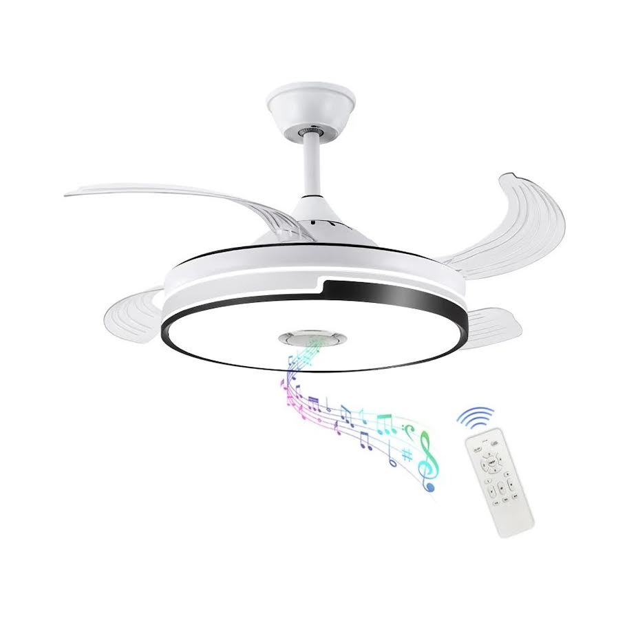 Multipurpose Retractable Ceiling Fan LED light with Bluetooth Speaker