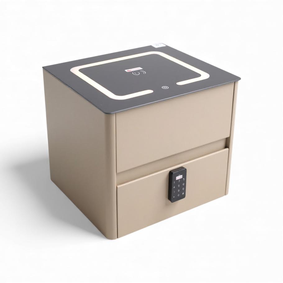 Glass Top Nightstand with Built in Safe 996